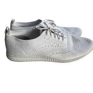 Cole Haan Womens Zerogrand White Knit Wingtip Oxford Shoes Size 11 Comfort